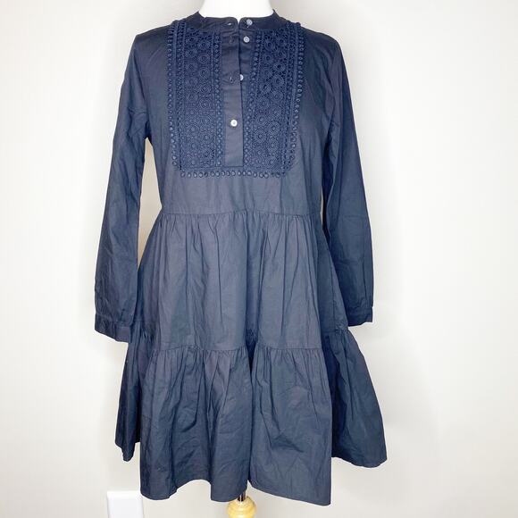 J Crew Women's Black Embroidered Tiered Mini Dress XS NWT - Picture 2 of 8